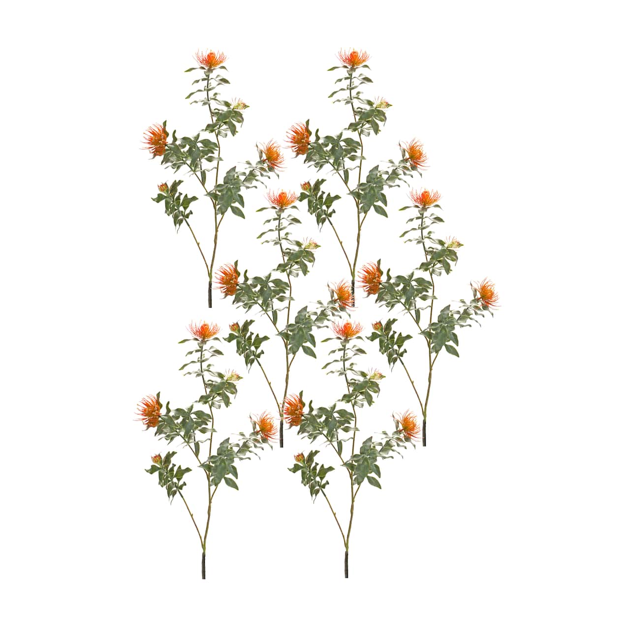 34.25" Orange Flocked Protea Sprays, 6ct.
